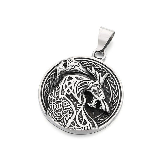 Kemstone Men’s Titanium Steel Viking Dragon Pendant Necklace – Celtic Eagle Design KP117361-MZOZ