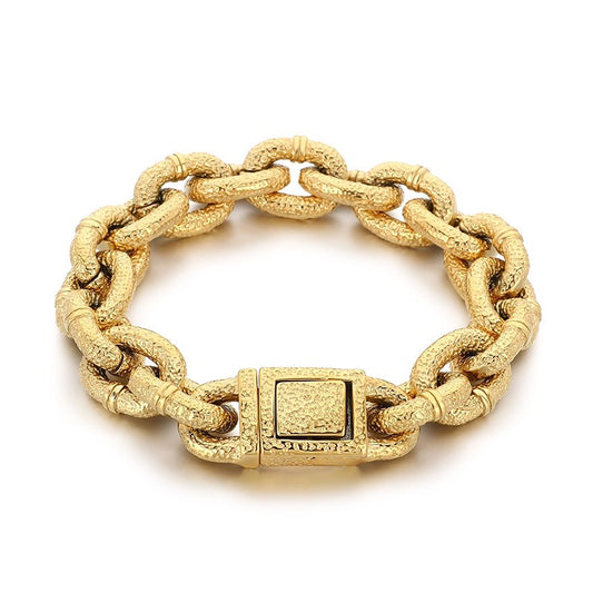 Kemstone Men’s Titanium Steel Chunky Hammered Chain Bracelet KB184821-KJX