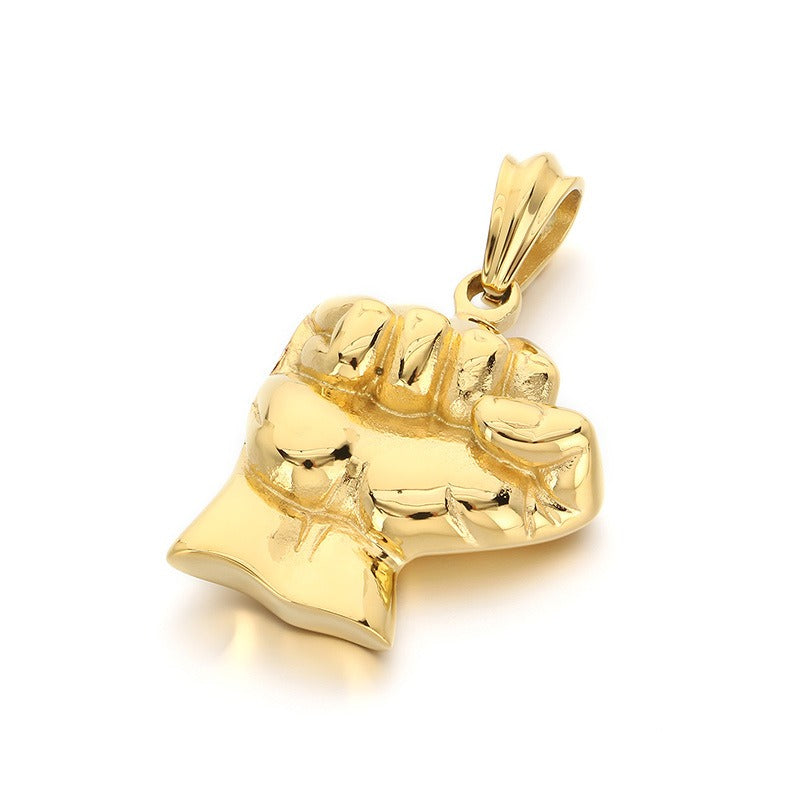 Kemstone Men’s Titanium Steel Fist Pendant Necklace – Hip Hop Power Symbol Jewelry KP116521-KJX