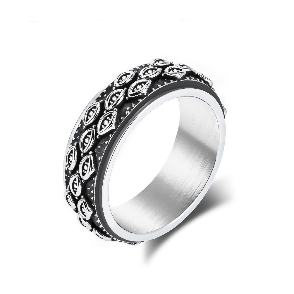 Kemstone Men’s Titanium Steel Spinner Ring – Ocean Shell & Starfish K-R1064