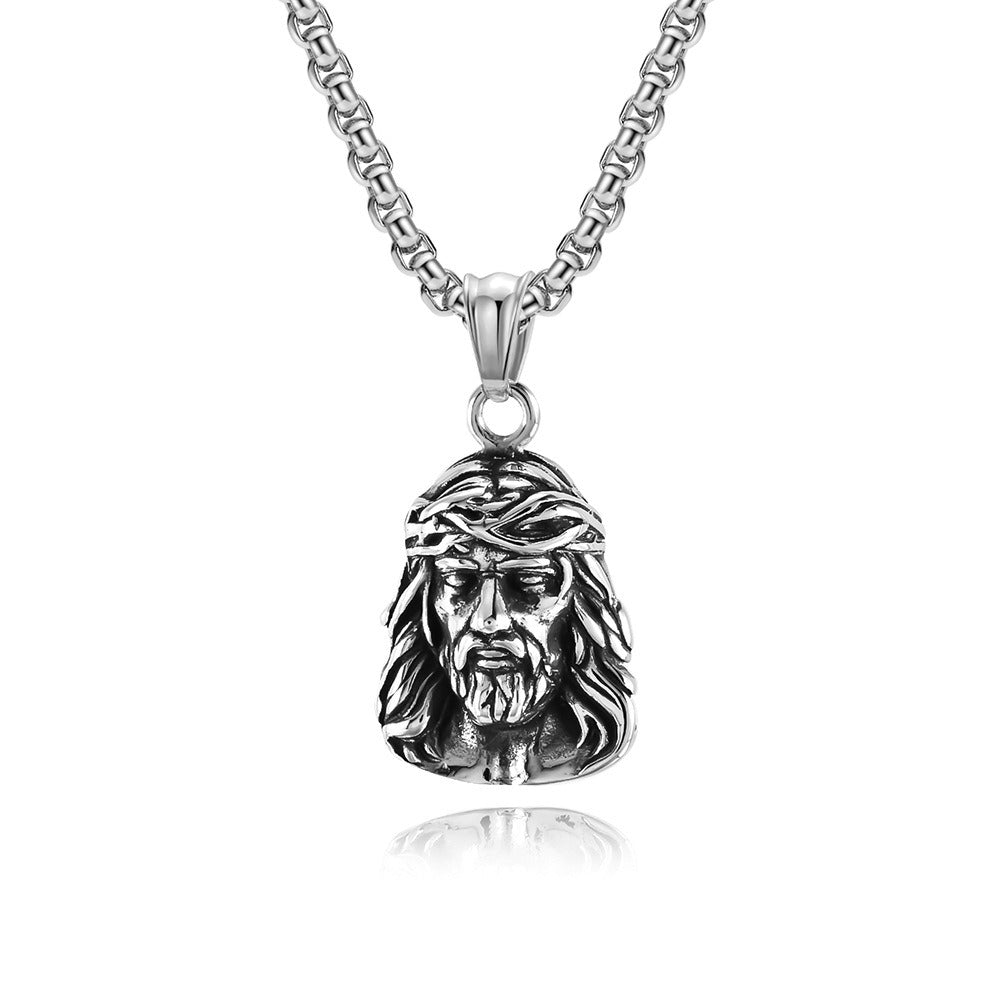 Kemstone Men’s Titanium Steel Portrait Pendant Necklace – Hip-Hop Style K-PT521