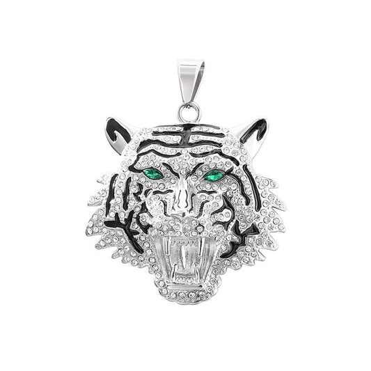 Kemstone Men’s Titanium Steel Tiger Pendant Necklace – Iced-Out Hip Hop Jewelry KP116390-MZOZ