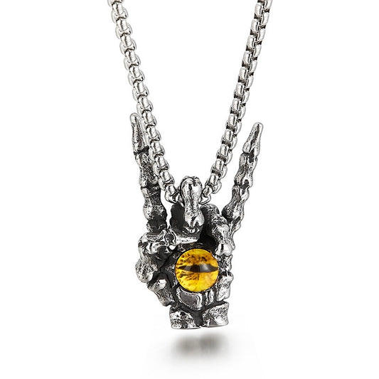 Kemstone Men’s Titanium Steel Victory Hand Pendant – Tiger Eye KP97636