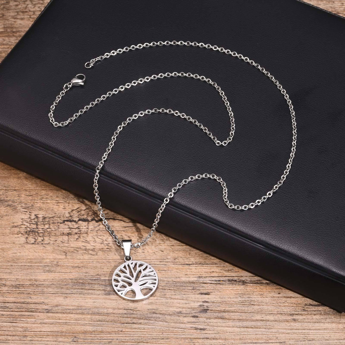 Kemston Tree of Life Necklace for Men Stainless Steel Openwork Pendant PN-1974