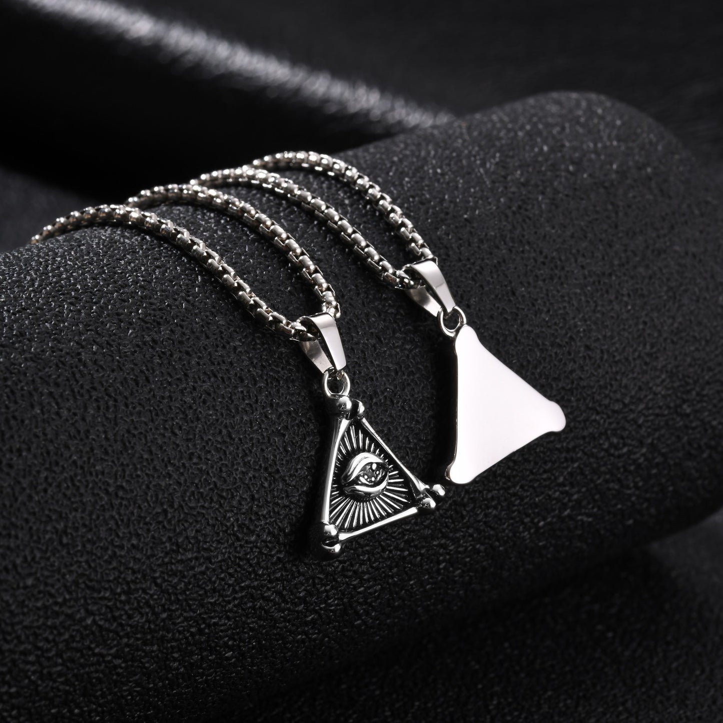 Kemston Triangle Eye Necklace for Men Stainless Steel Gothic Pendant PN-2395