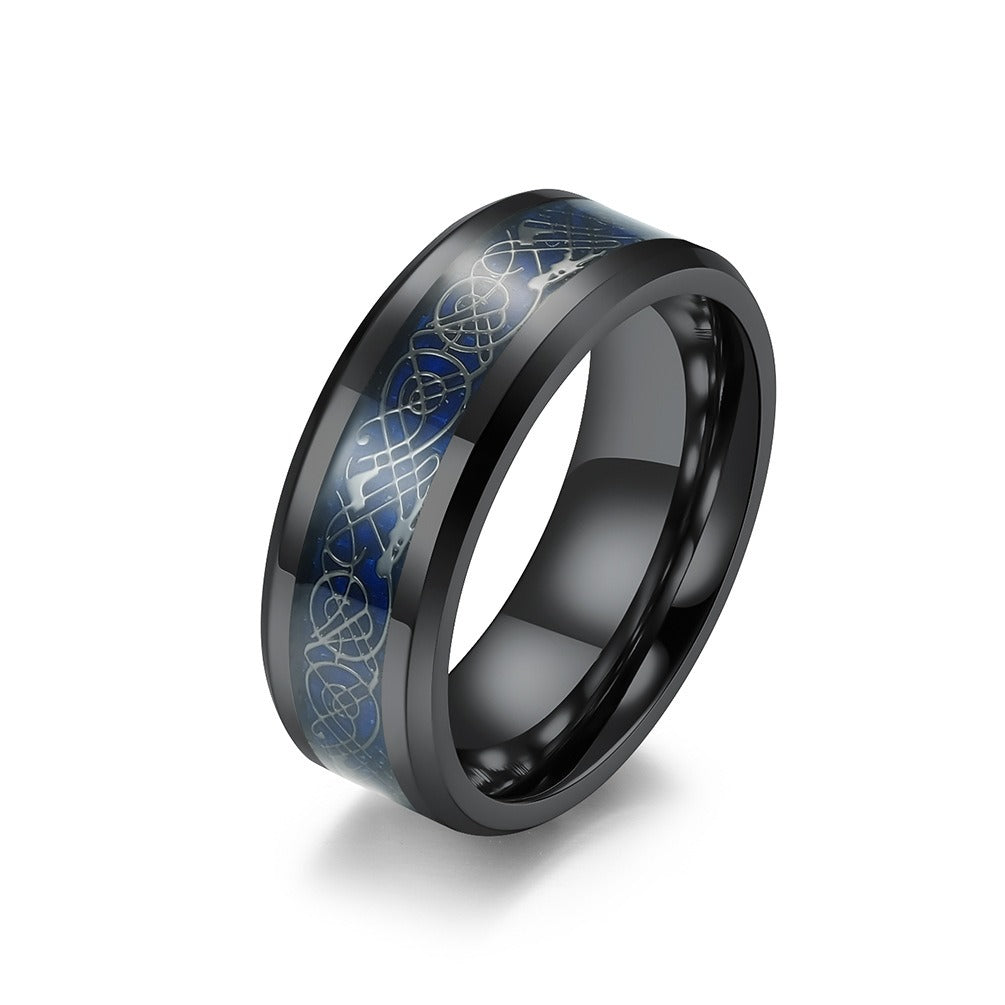 Kemstone Men’s Tungsten Dragon Ring – Carbon Fiber Inlay Gothic Band K-T025