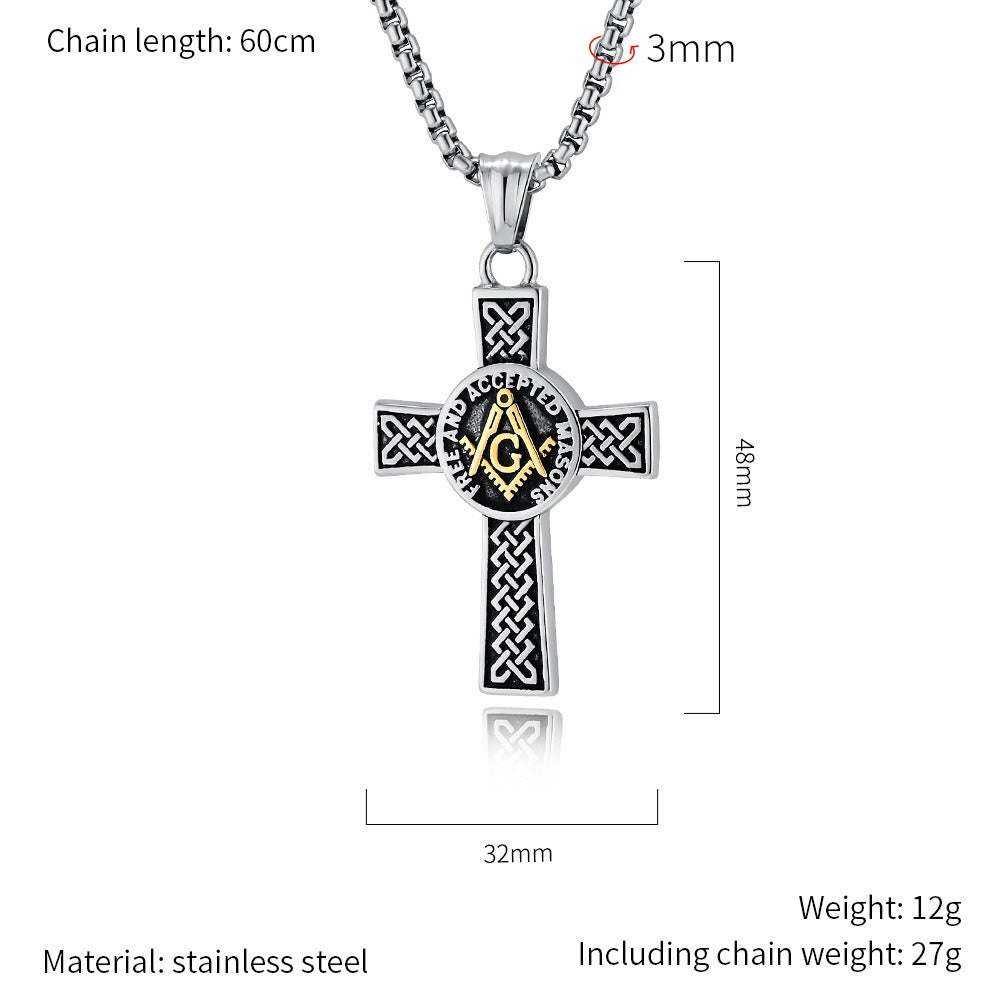 Kemstone Celtic Knot Cross Necklace for Men Stainless Steel Vintage K-PT569