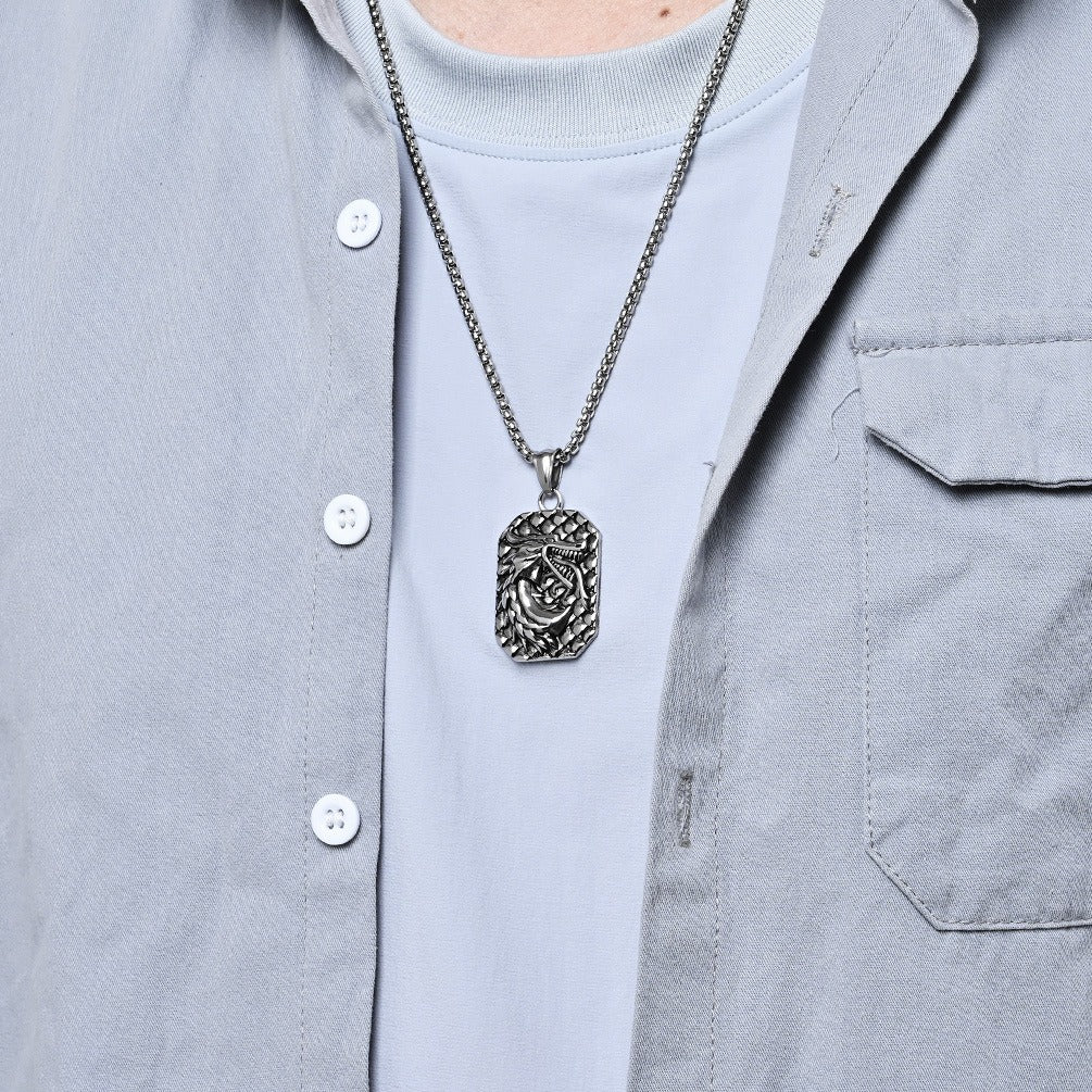 Kemstone Dragon Head Relief Necklace for Men Stainless Steel Vintage K-PT578
