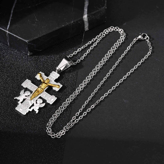 Kemstone Stainless Steel Crucifix Cross Pendant Necklace for Men PN-2318