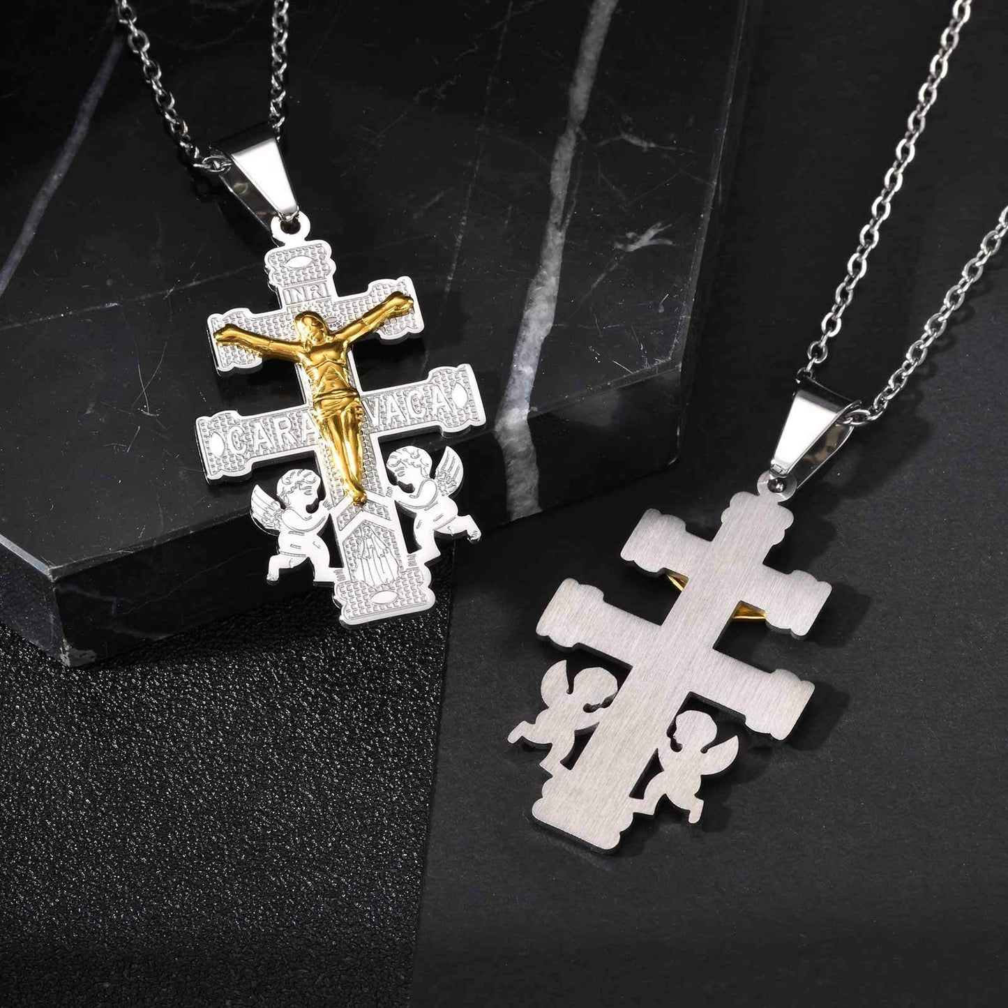 Kemstone Stainless Steel Crucifix Cross Pendant Necklace for Men PN-2318