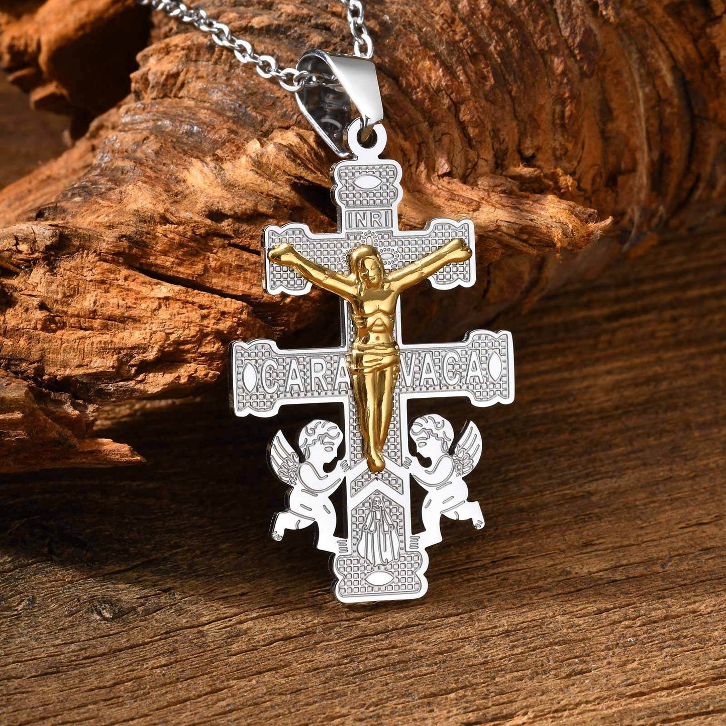 Kemstone Stainless Steel Crucifix Cross Pendant Necklace for Men PN-2318