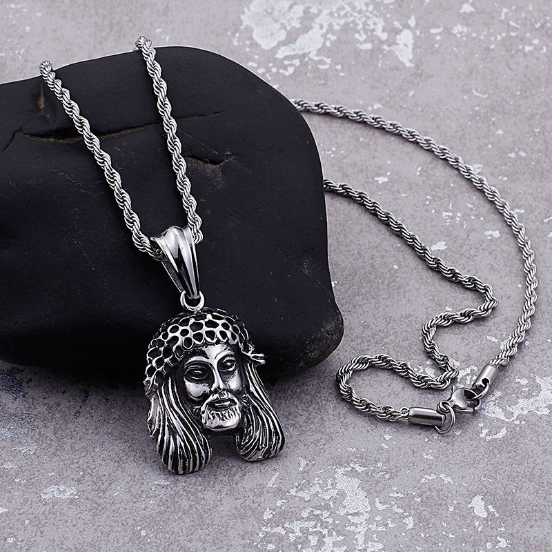 Kemstone Titanium Steel Vintage Warrior Pendant Necklace for Men KP59122-BD