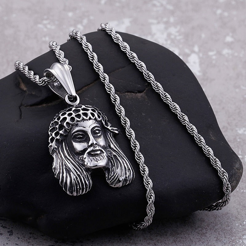 Kemstone Titanium Steel Vintage Warrior Pendant Necklace for Men KP59122-BD