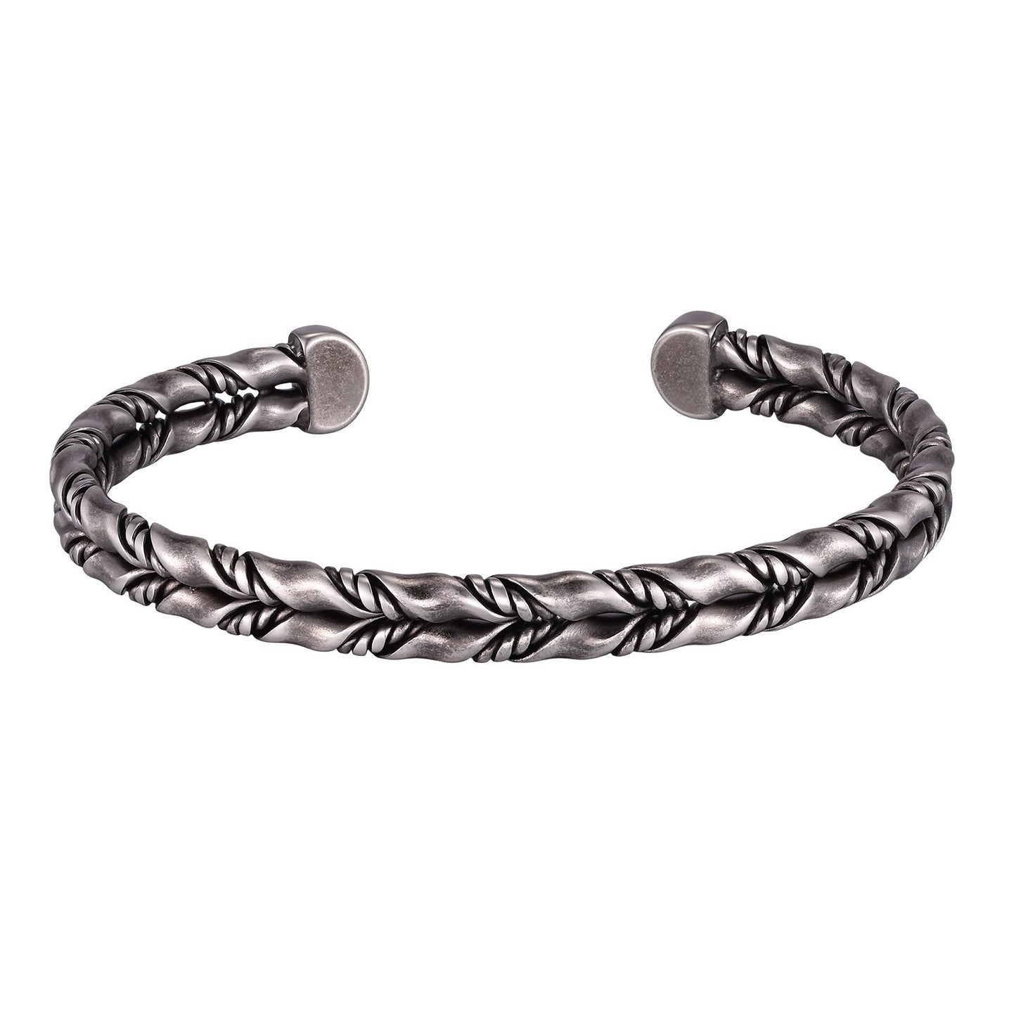 Kemston Stainless Steel Möbius Twist Cuff Bracelet for Men Vintage Open Bangle B-774GR