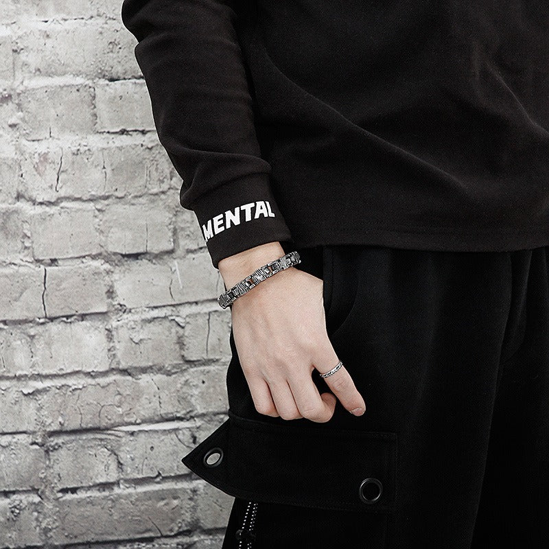 Kemstone Stainless Steel Cast Chain Bracelet for Men Hip Hop Streetwear KB125390-BDJX