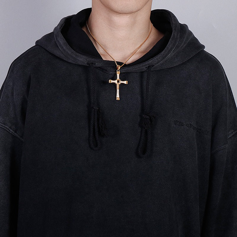 Kemstone Stainless Steel Hollow Moving Cross Pendant Necklace for Men Cubic Zirconia Inlay KP40312-K