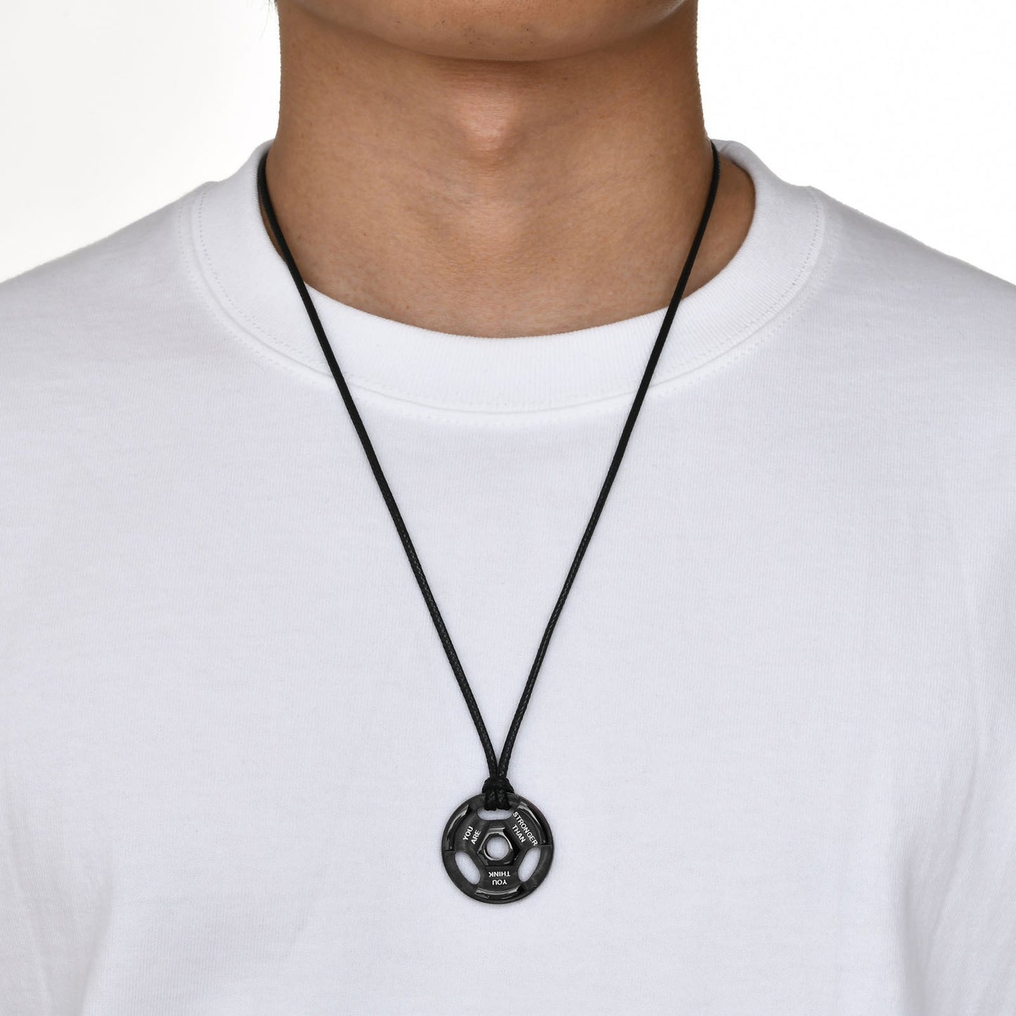 Kemstone Stainless Steel Barbell Plate Pendant Necklace – Gym Workout Style for Men PN-1891