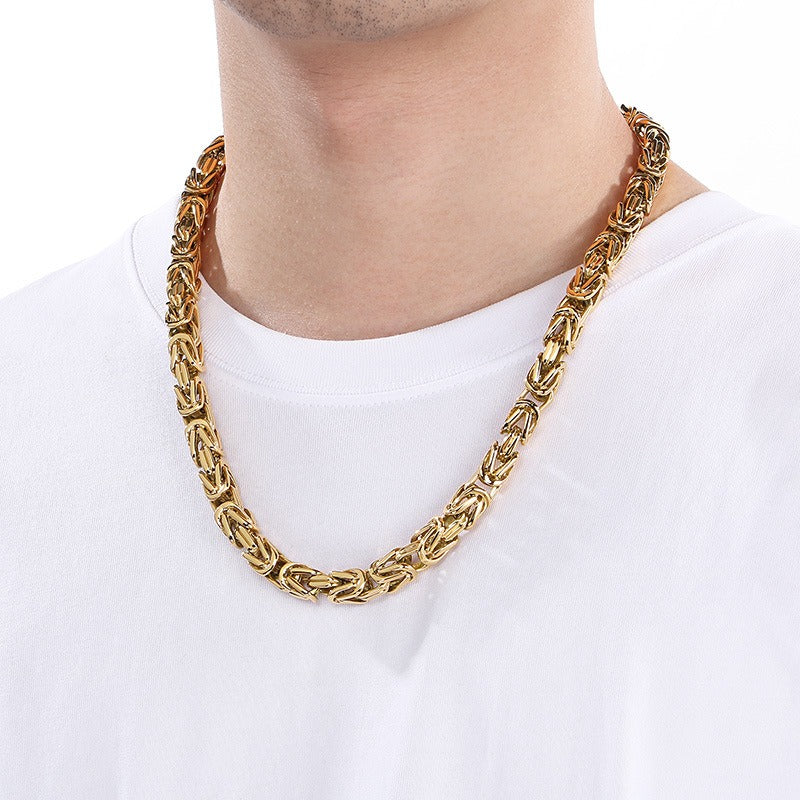 Kemstone Titanium Steel Peace Pattern Imperial Chain Necklace – Vintage Hui Geometry for Men KN86617-BD