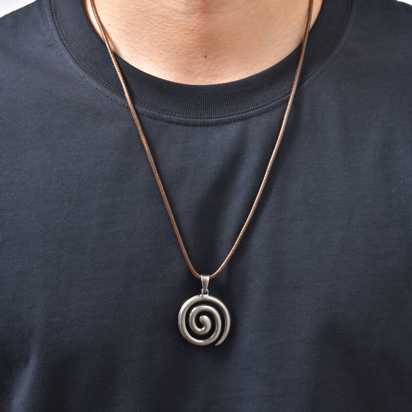 Kemstone Stainless Steel Spiral Pendant Necklace for Men Swirl Design PN-2299