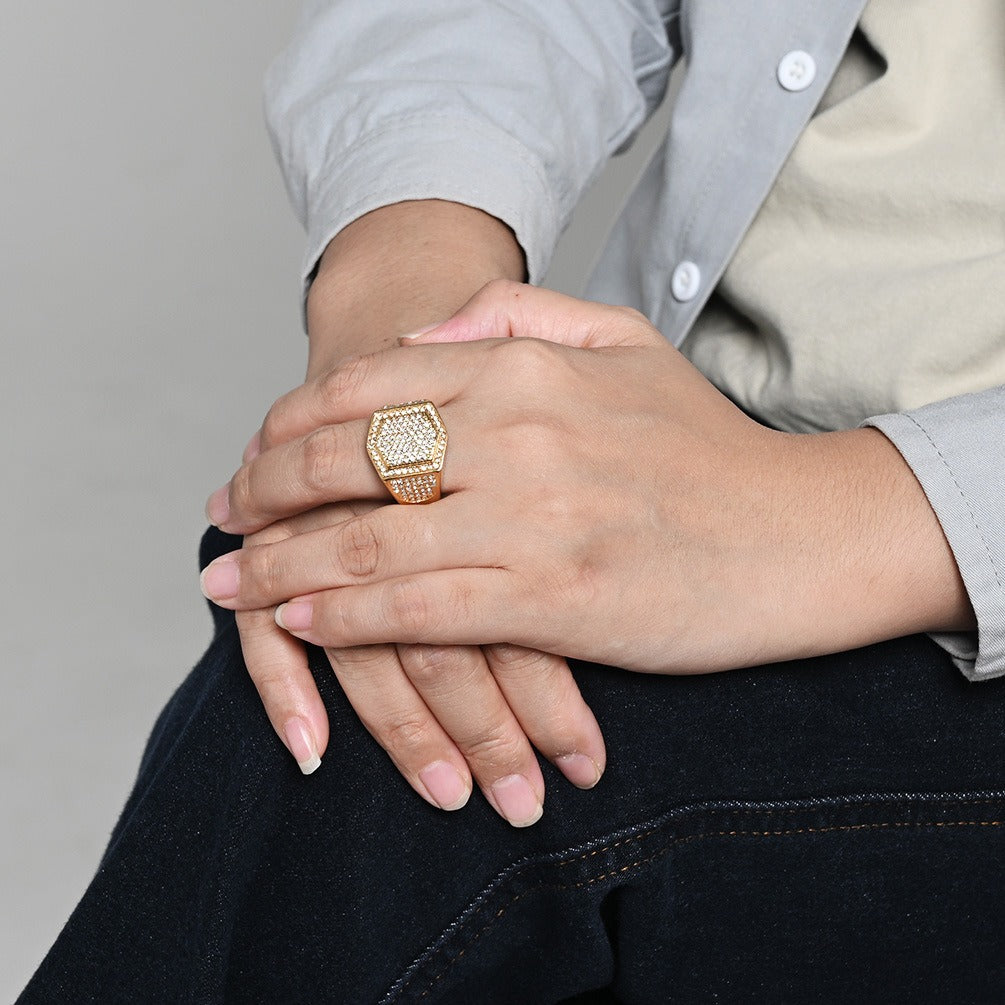 Kemstone Stainless Steel Cubic Zirconia Signet Ring for Men – Paved Hip Hop Style K-R1116