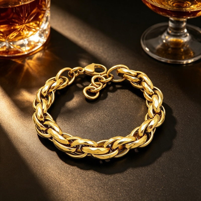 Kemstone Titanium Steel Twisted Chain Bracelet for Men Hammered Texture 11mm KB215659-KFC