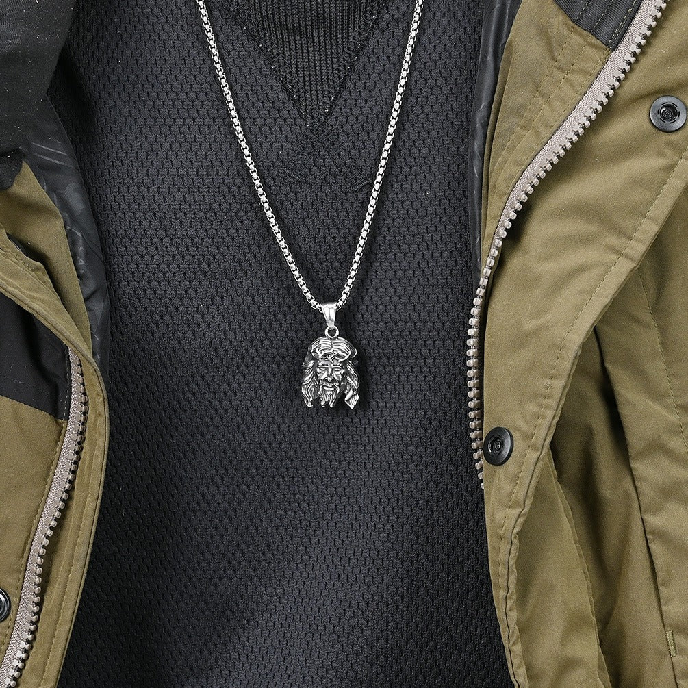 Kemstone Men’s Titanium Steel Portrait Pendant Necklace – Hip-Hop Style K-PT521