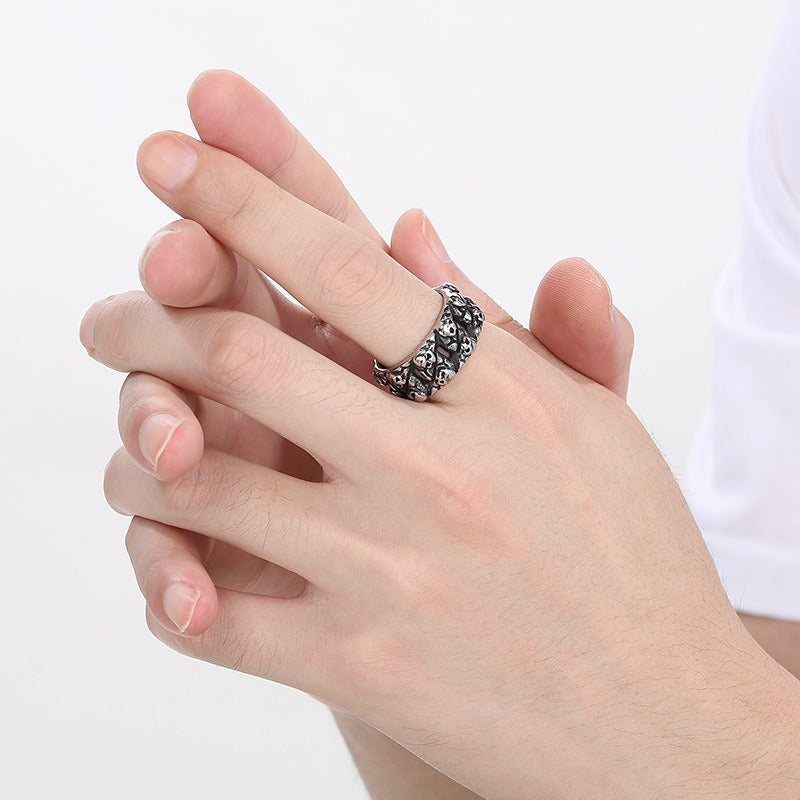 Kemstone Titanium Steel Skull Ring – Vintage Punk Cast Design for Men KR110794-KJX