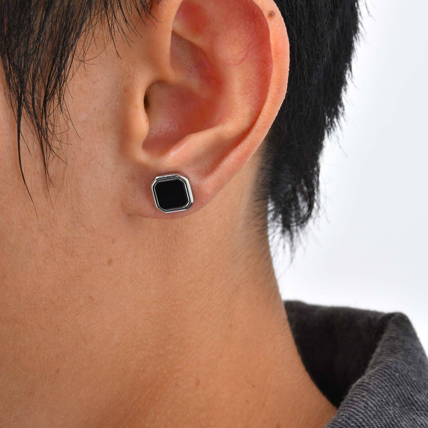 Kemstone Stainless Steel Square Stud Earrings – Shell, Tiger’s Eye, Malachite, Turquoise  for Men & Women ES-728