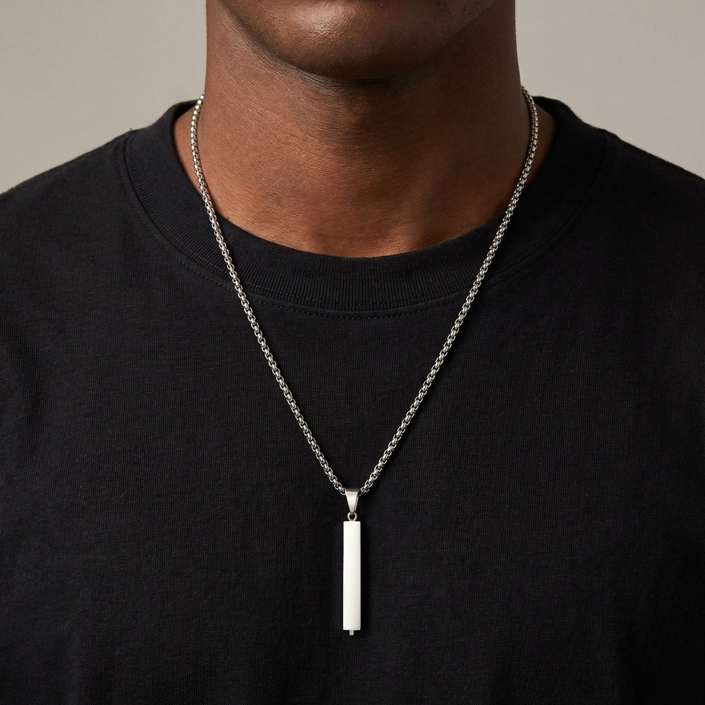 Kemston Letter Necklace for Men Stainless Steel Bar Pendant Minimalist Design PN-2380