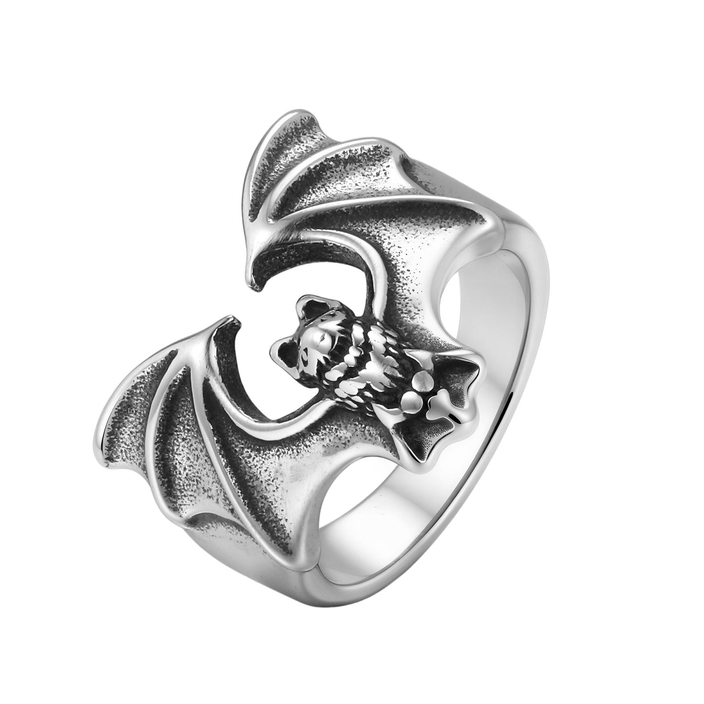 Kemstone Stainless Steel Bat Ring for Men Gothic Silver Style RC-139