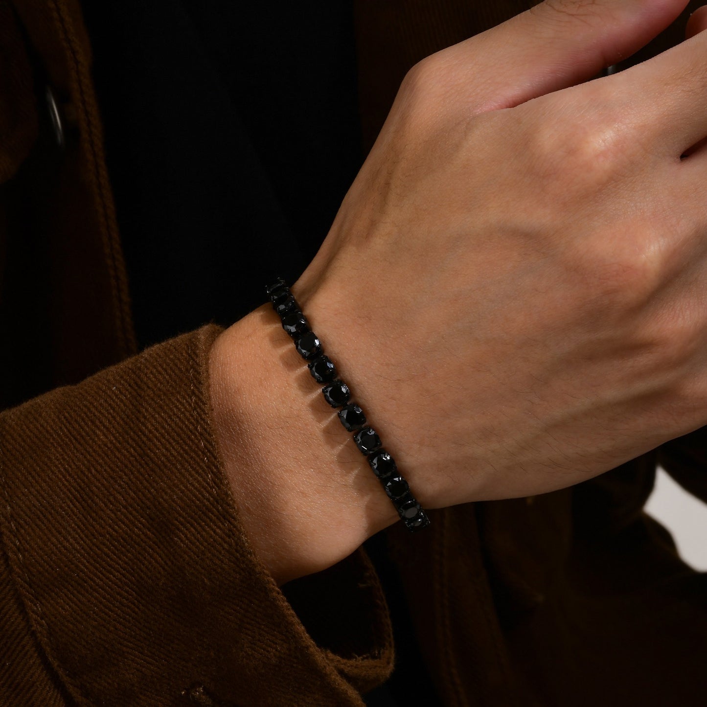 Kemstone Black Tennis Bracelet for Men Stainless Steel with Cubic Zirconia BR-1495
