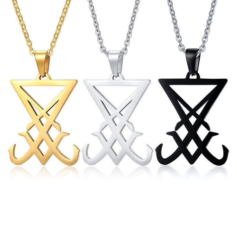 Kemstone Geometric Triangle Pendant Necklace for Men Stainless Steel Vertical Minimal Design