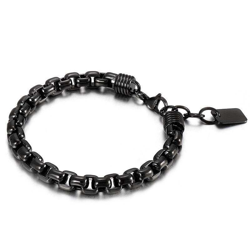 Kemstone Titanium Steel Box Link Bracelet for Men Square Chain Punk Gold Silver Black KB138817-KFC