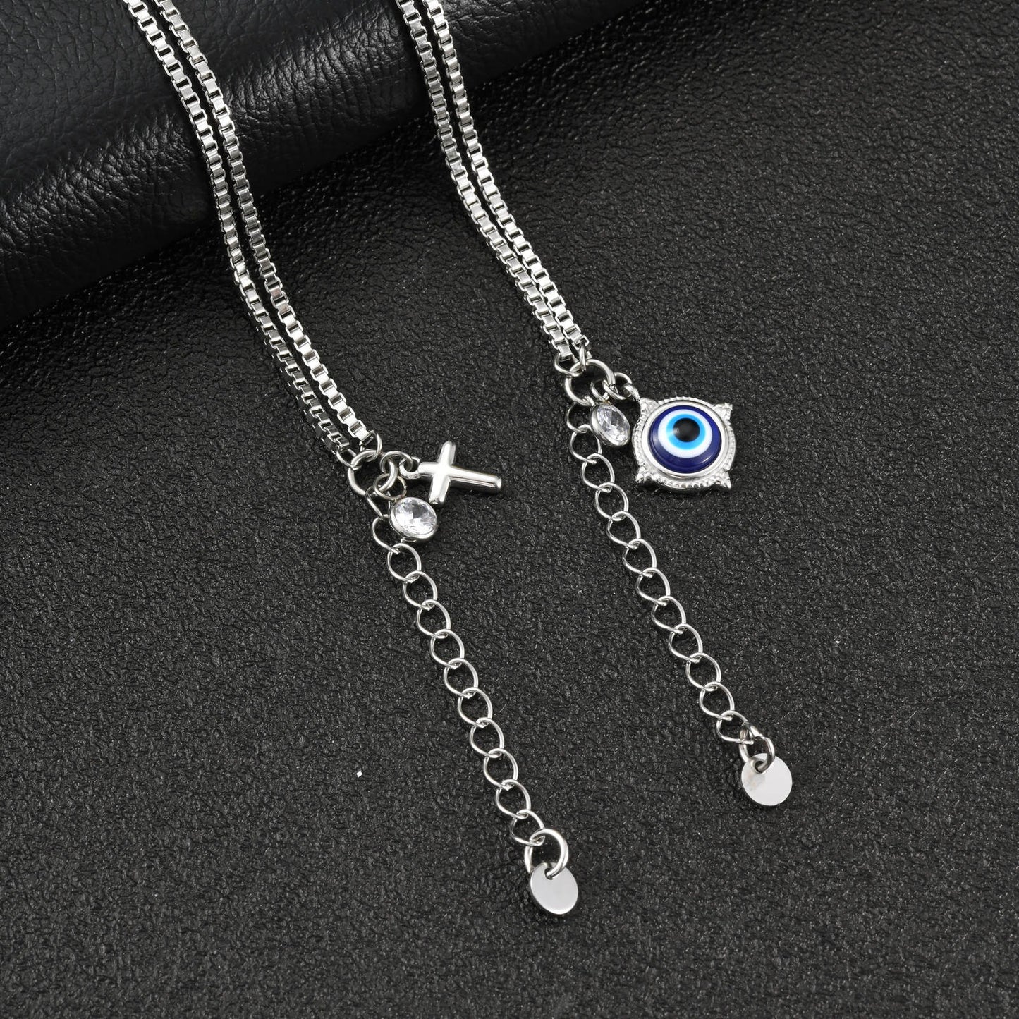 Kemstone Stainless Steel Double-Layer Box Chain Cross Bracelet for Men BR-2869