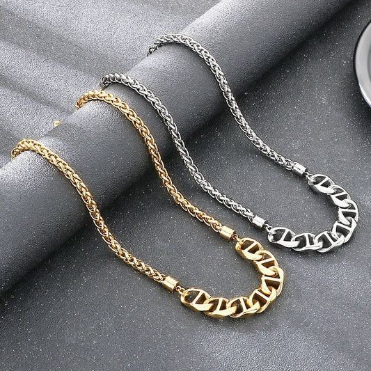 Kemstone Titanium Steel Figaro Chain Necklace for Men Alternating Link Chain KN298678-KJX