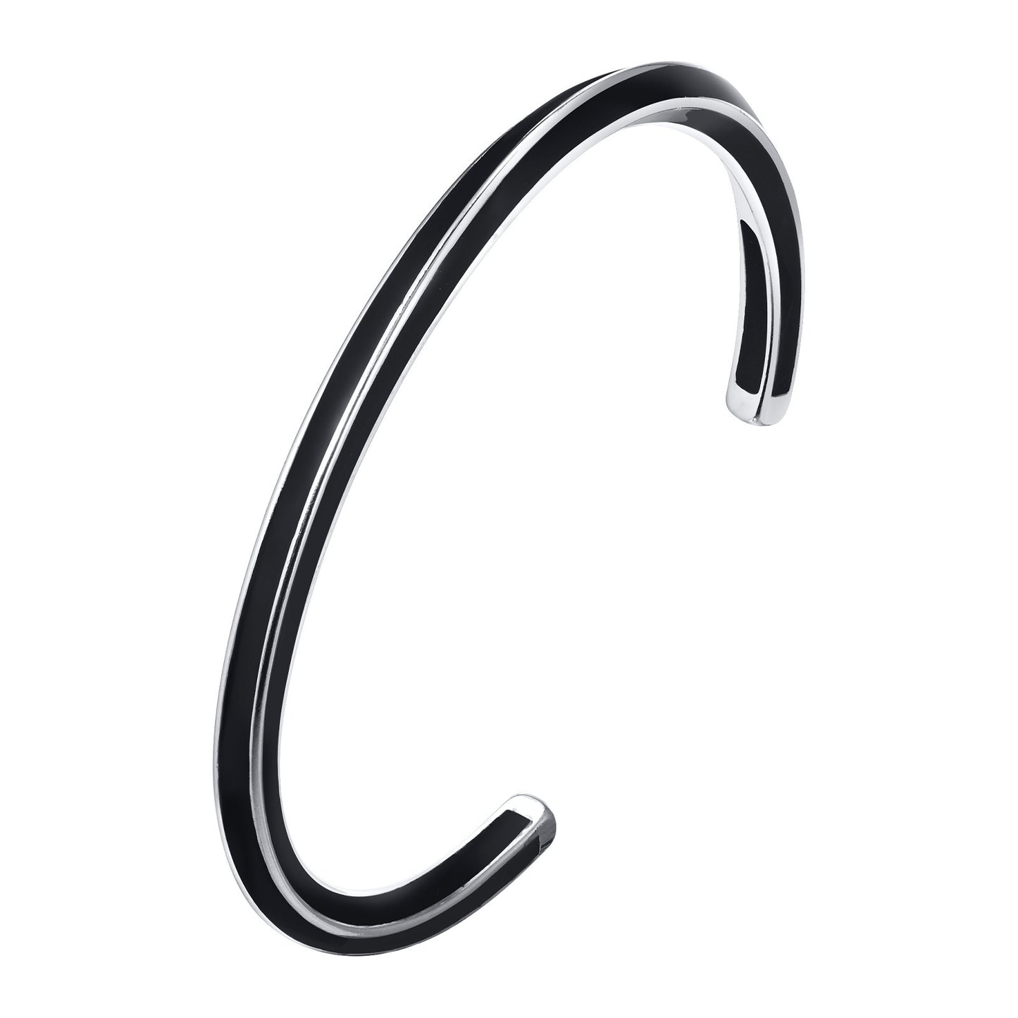 Kemstone Cuff Bracelet for Men Stainless Steel Black Mobius Design B-604