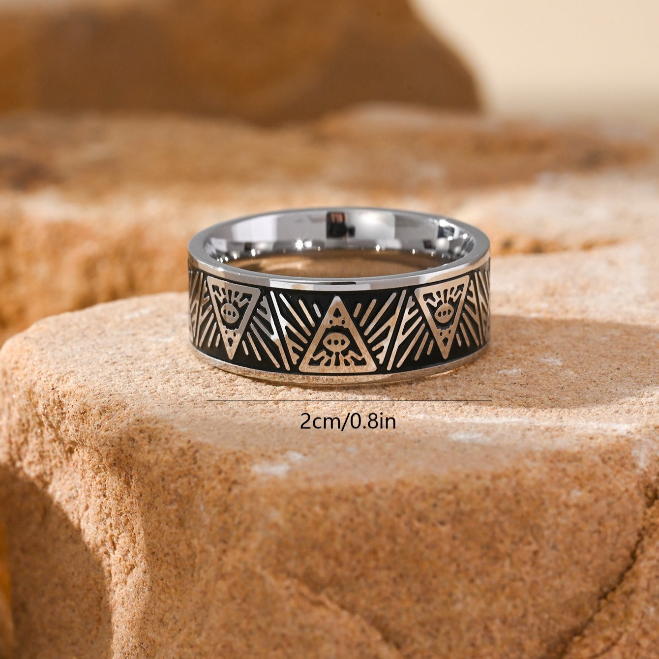 Kemstone Stainless Steel Graphic Pattern Ring for Men TR0435