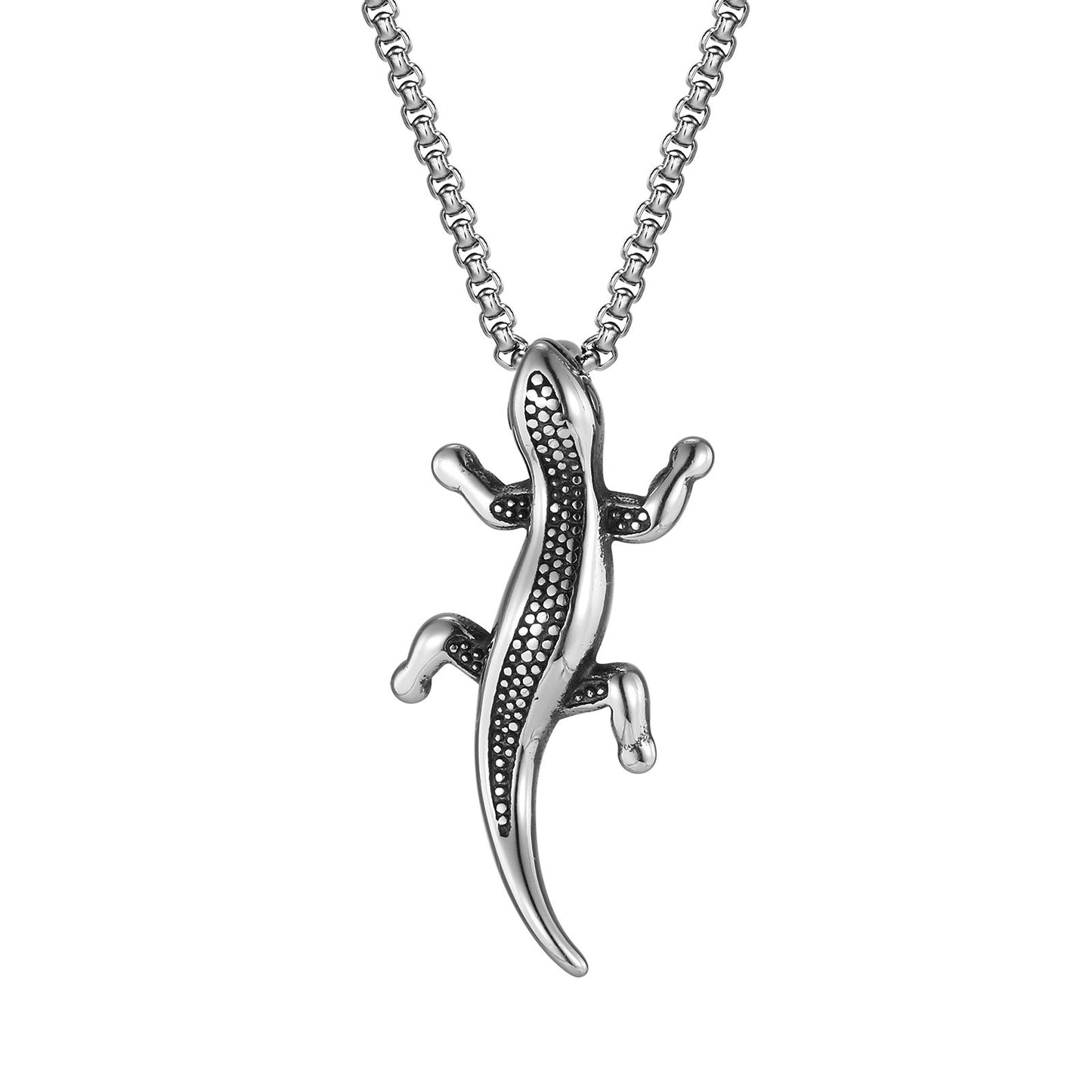 Kemstone Lizard Pendant Necklace for Men Stainless Steel Gecko Design PN-2343
