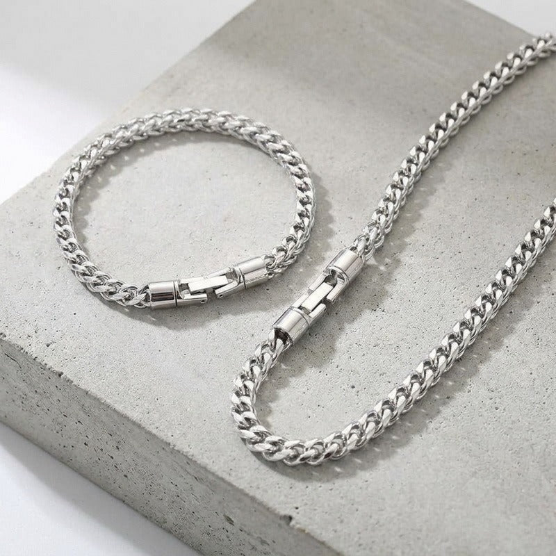 Kemstone Titanium Steel Spinner Chain Necklace Bracelet for Men Rotating Clasp KB213822-KFC