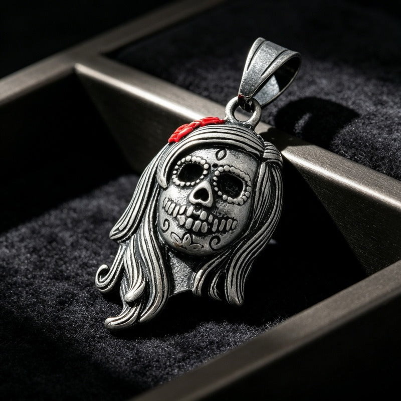 Kemstone Stainless Steel Skull Pendant Necklace for Men Vintage Gothic Distressed Jewelry KP118628-LU