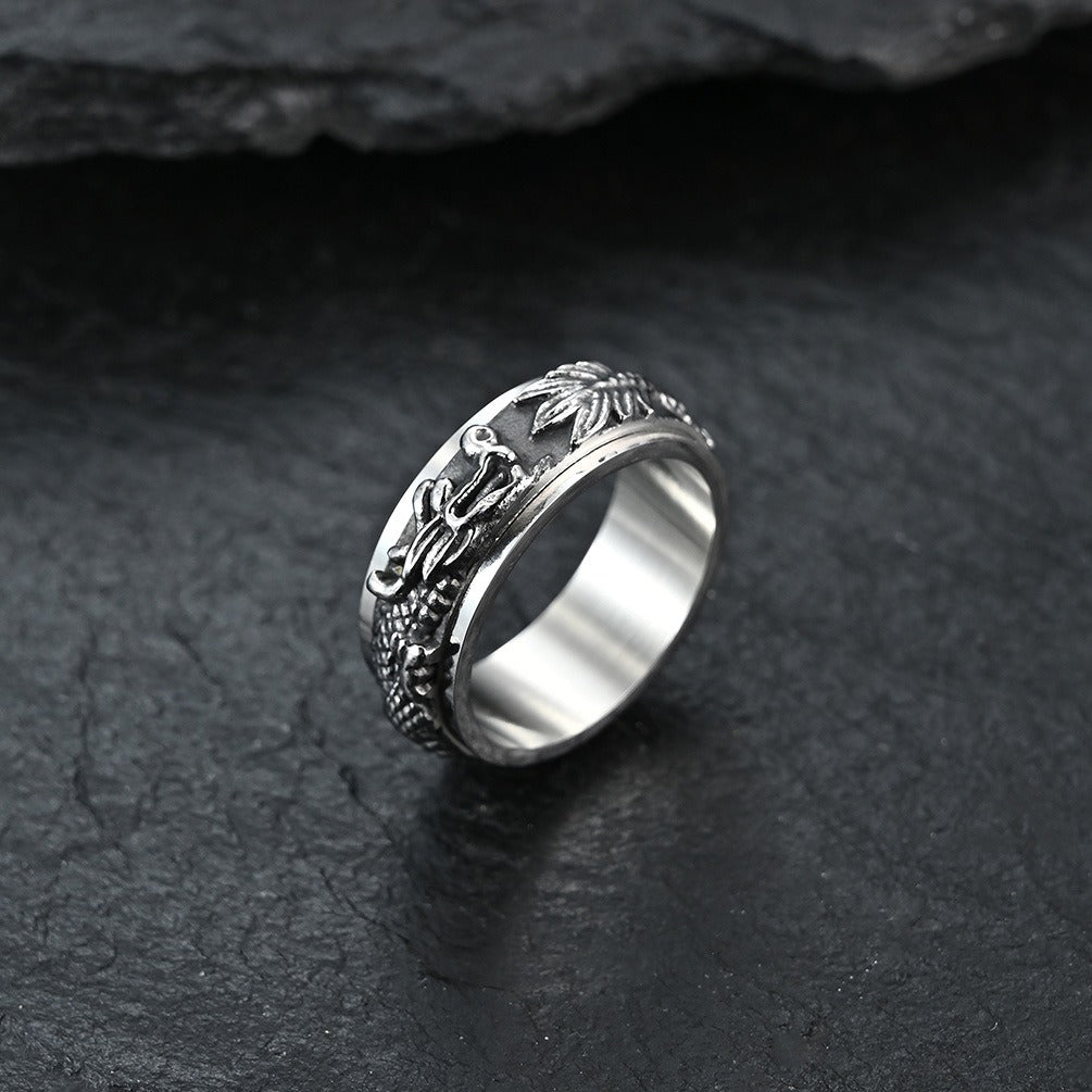 Kemstone Dragon Spinner Band for Men Stainless Steel Rotating Vintage K-R434