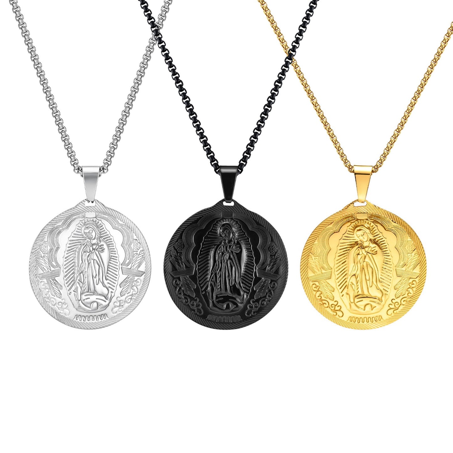 Kemstone Stainless Steel Medallion Necklace for Men Vintage Coin Pendant PN-777