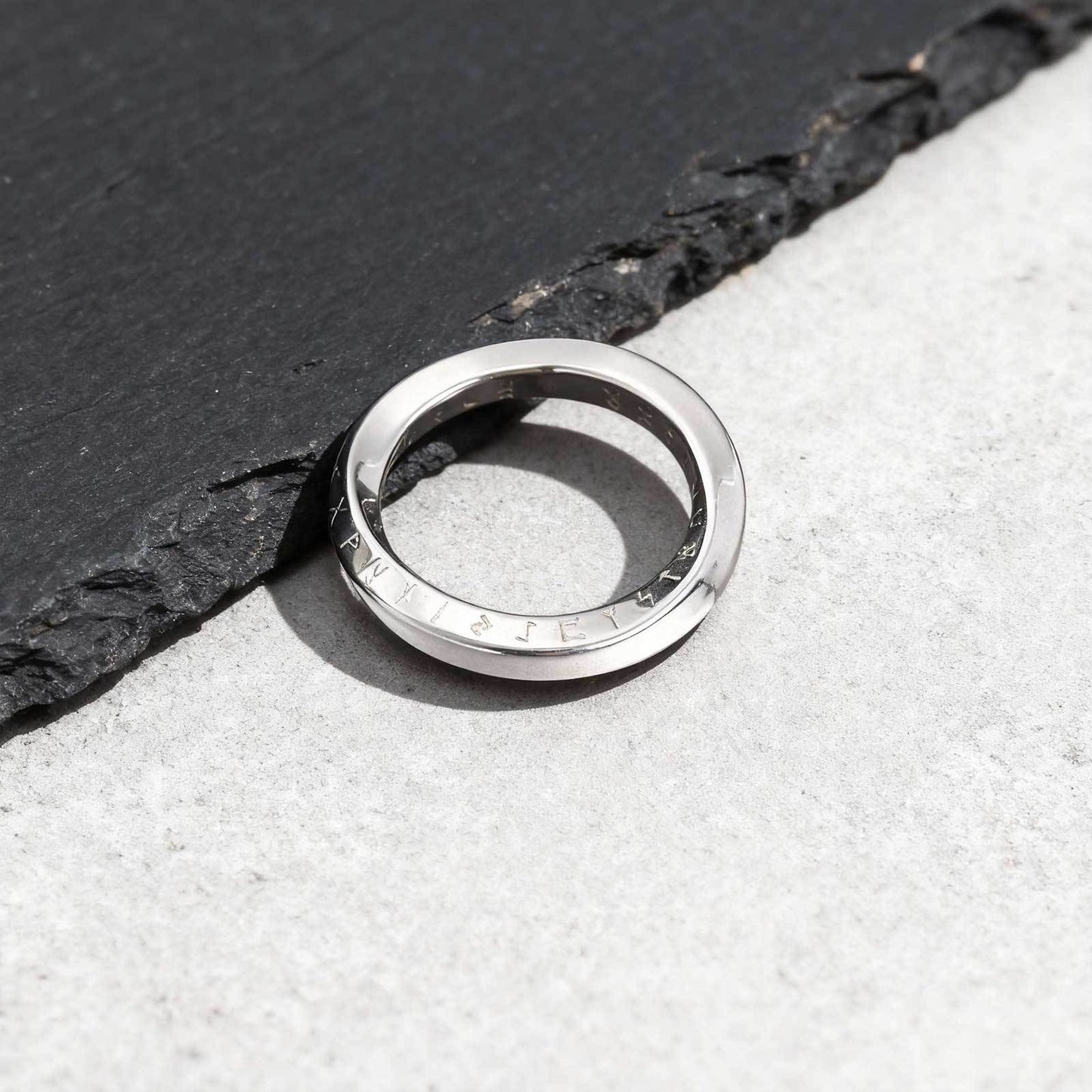 Kemstone Stainless Steel Viking Rune Mobius Ring for Men – Engraved Design RC-999