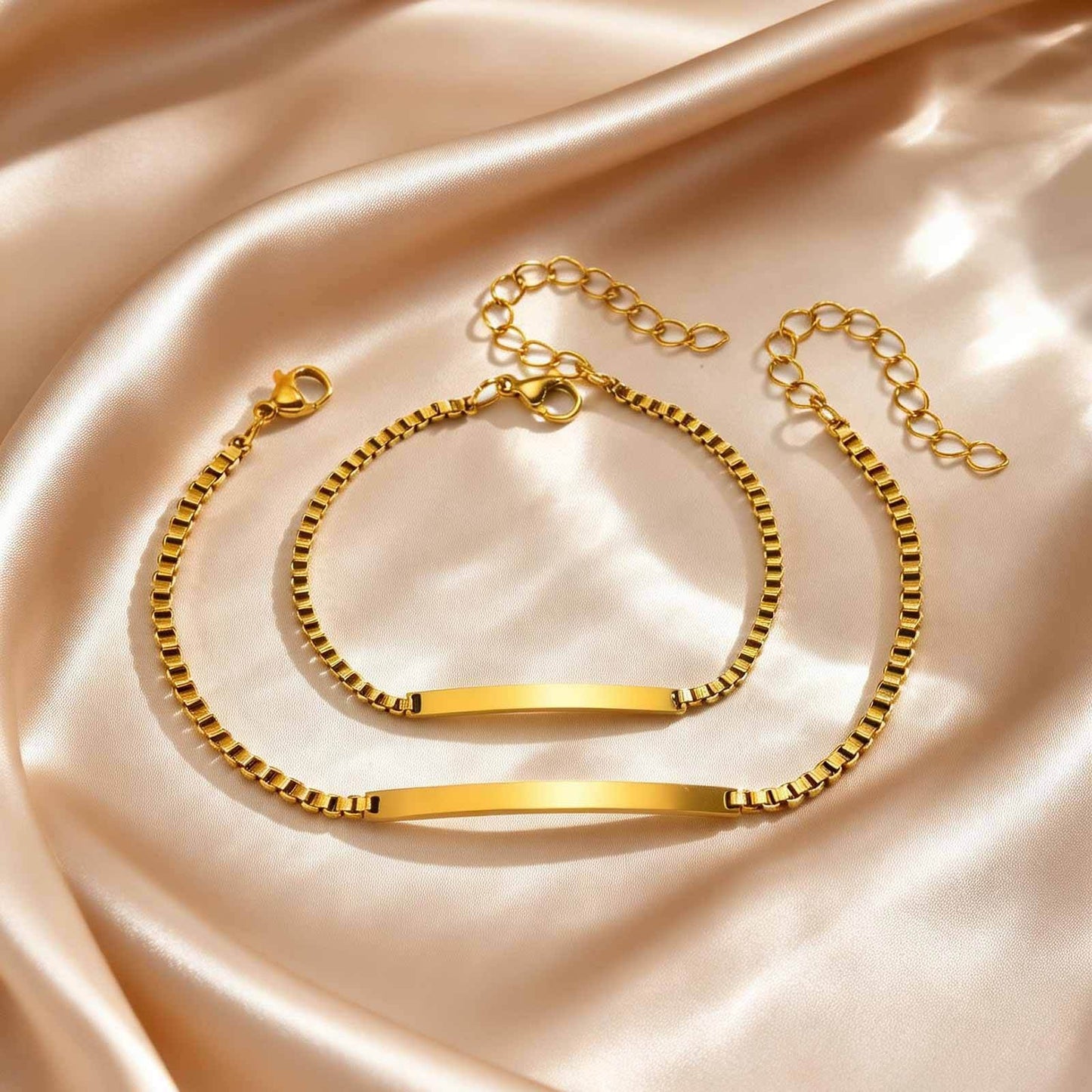 Kemstone Stainless Steel Gold Plated ID Plate Bracelet for Men & Women – Minimal Curved Bar CB-225