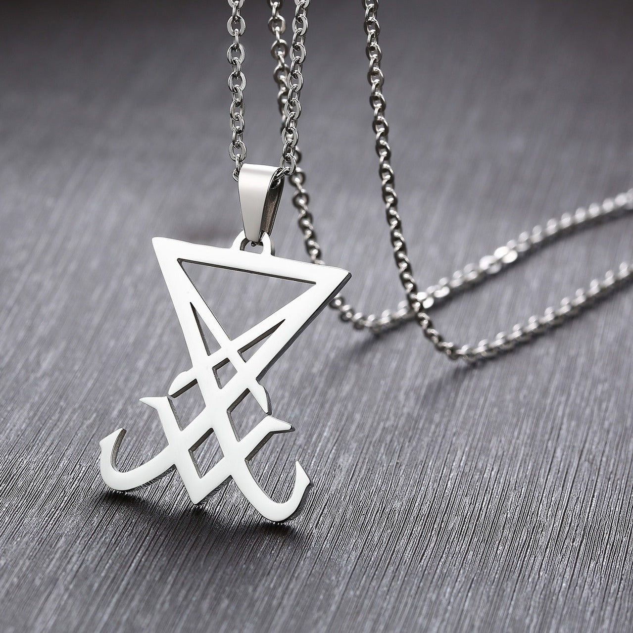 Kemstone Geometric Triangle Pendant Necklace for Men Stainless Steel Vertical Minimal Design