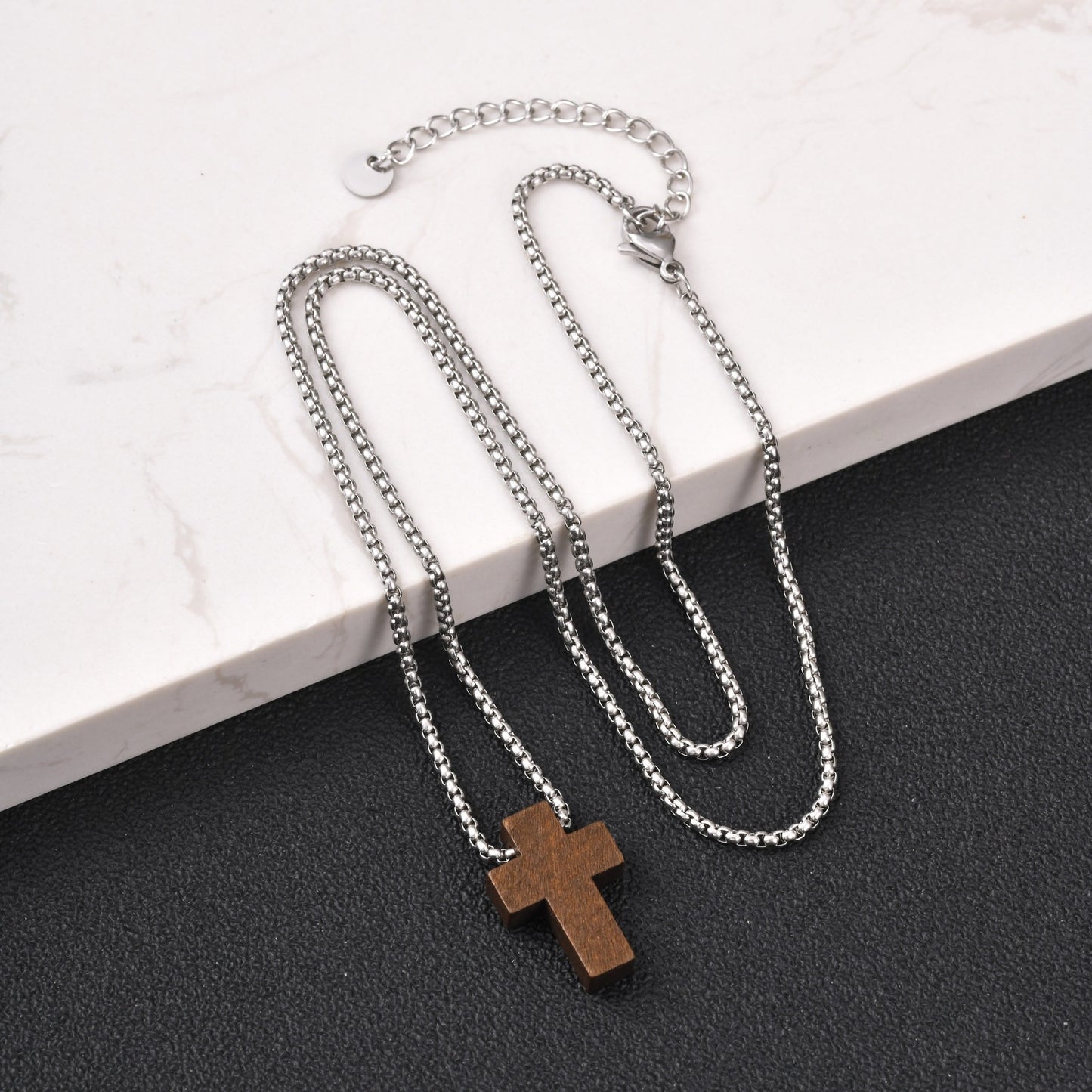 Kemstone Wooden Cross Necklace for Men with Stainless Steel Chain NC-2836