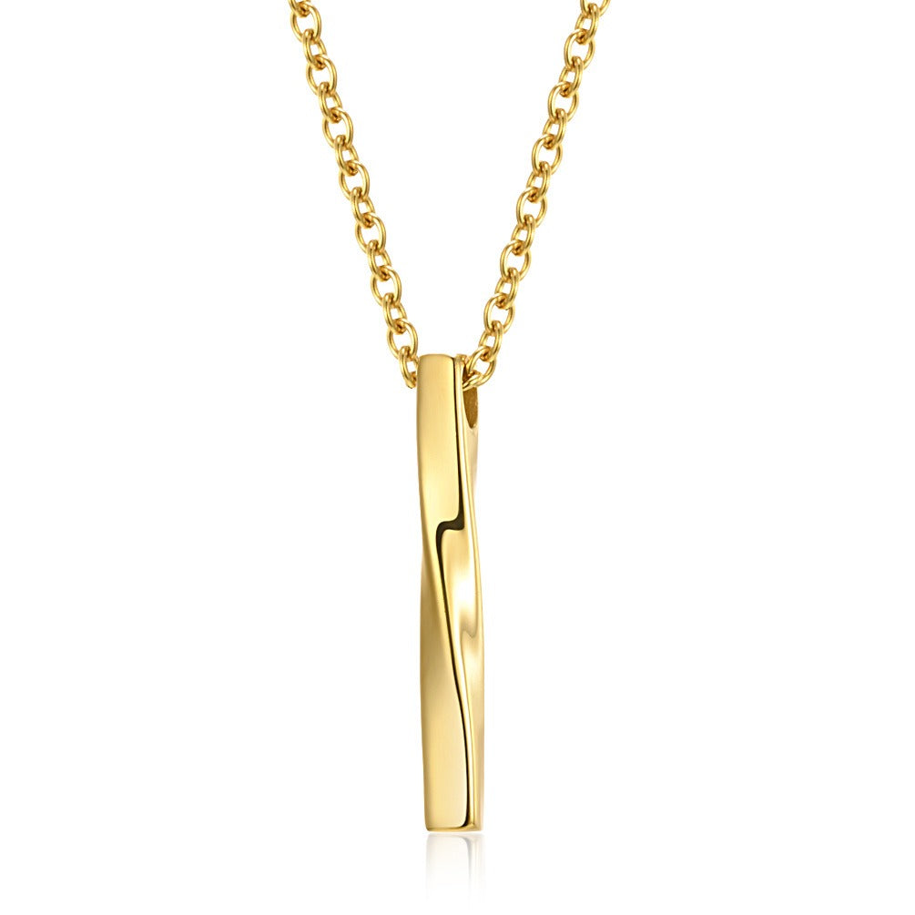 Kemstone Stainless Steel Twisted Bar Pendant Necklace for Men Women K-PT284