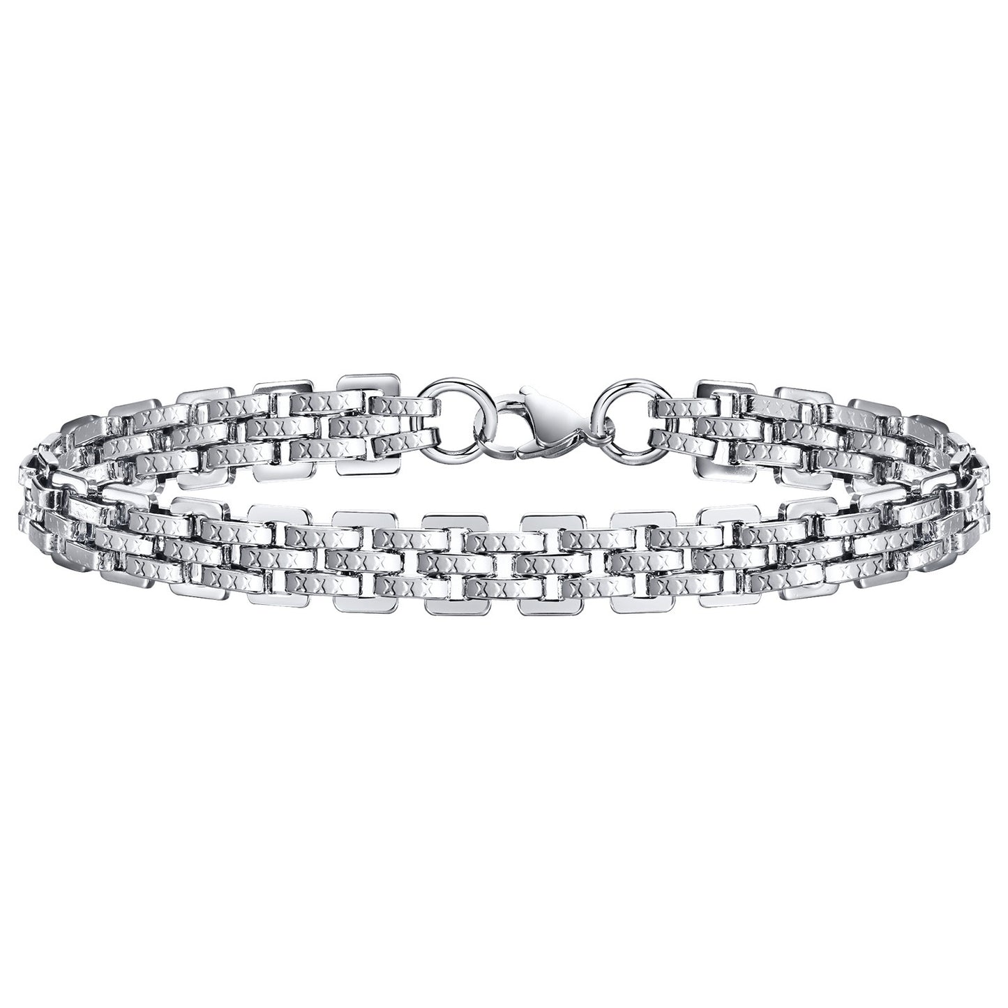 Kemstone Stainless Steel Woven Chain Bracelet for Men Silver Minimal Link Design BR-1555