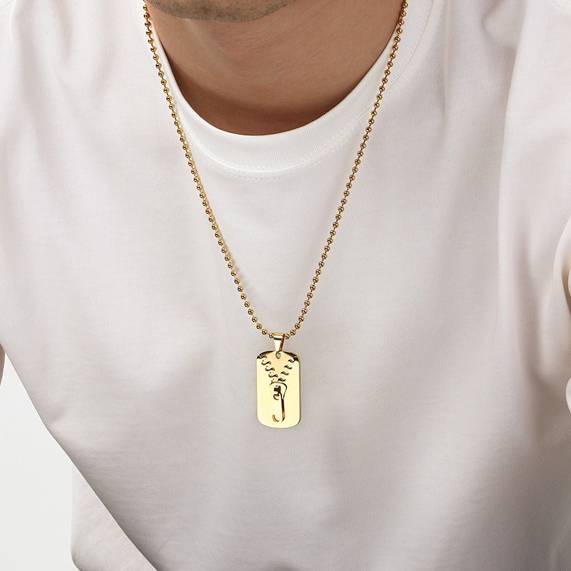 Kemstone Titanium Steel Zipper Tag Pendant Necklace for Men Women KN301415-KFC