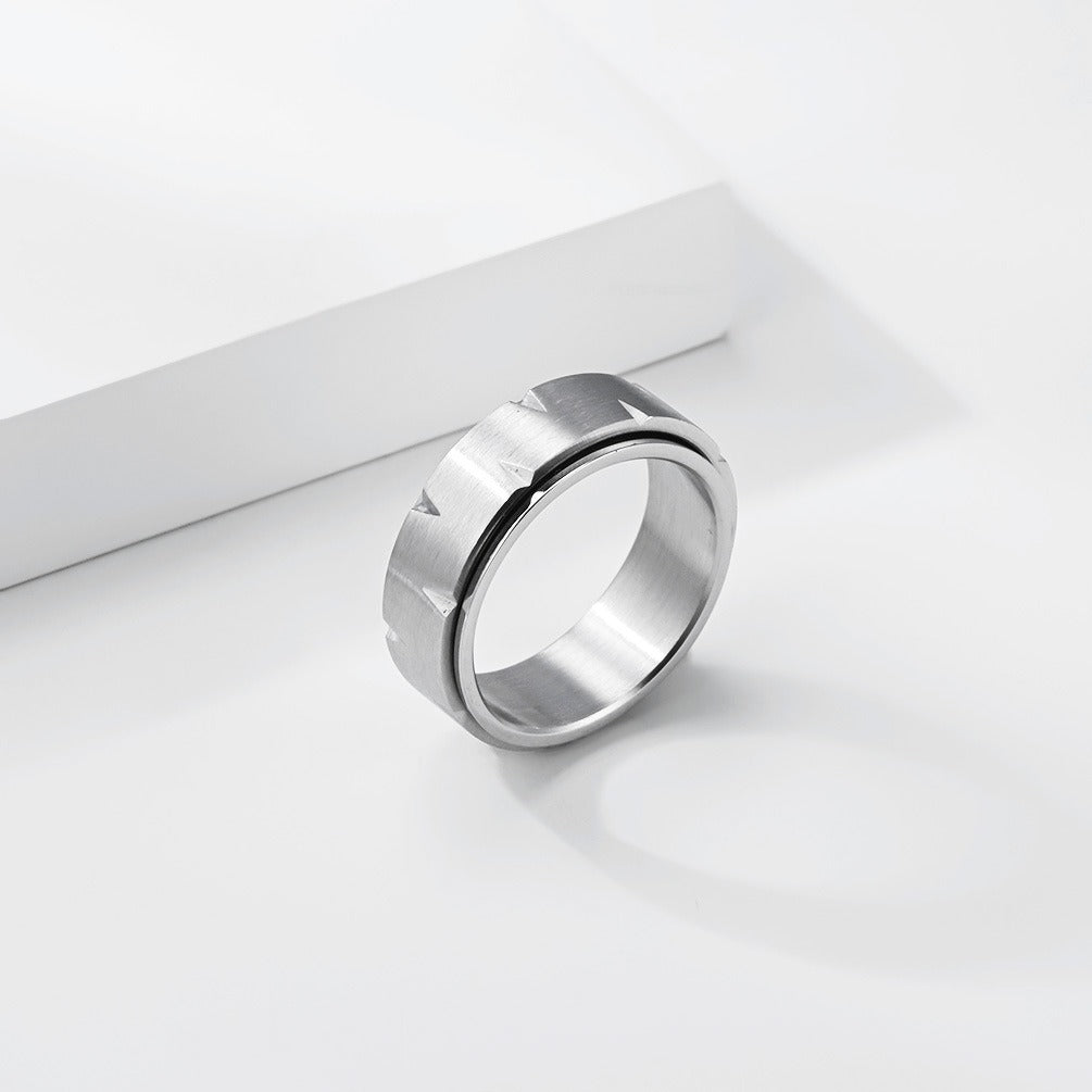Kemstone Spinner Ring for Men Stainless Steel Matte Rotating Design K-R1148